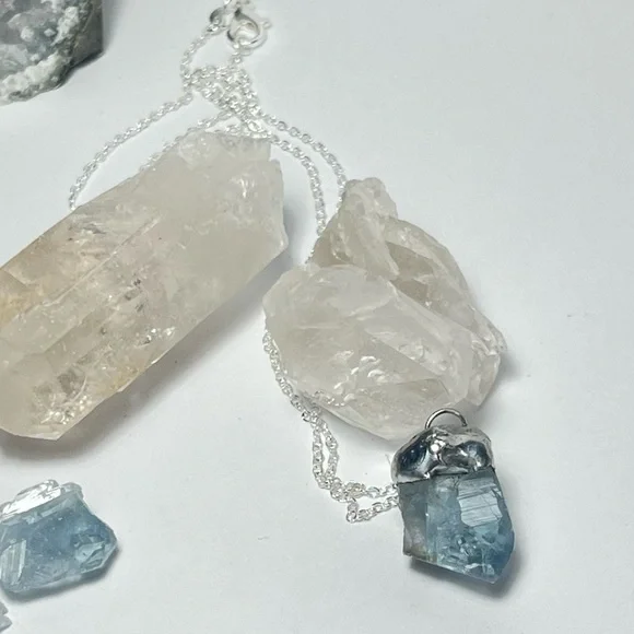 Jewelry Celestite Crystal Stone Pendant Necklace Poshmark